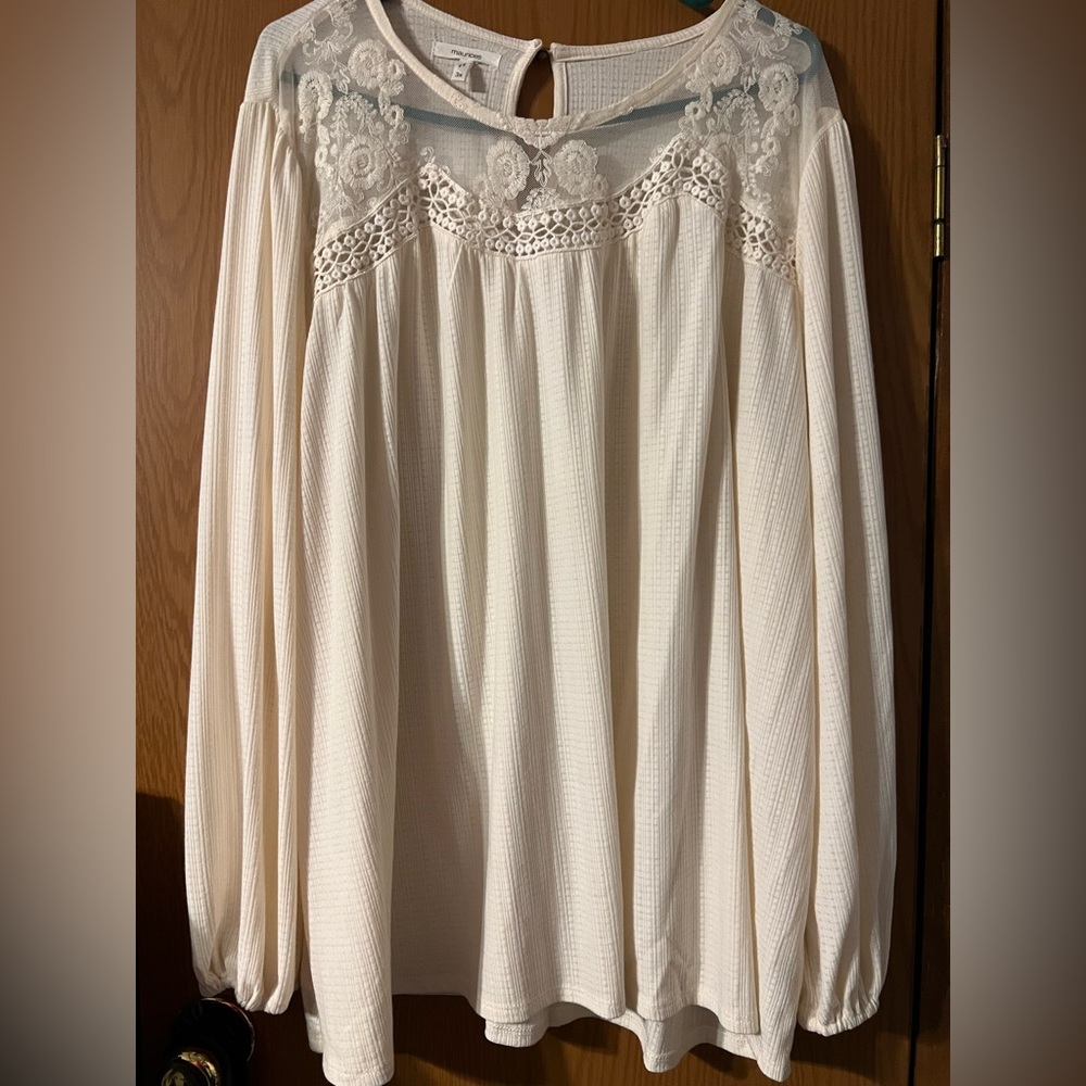 Maurices Cream Lace Detail Blouse
